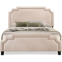 drew light brown queen upholstered bed   
