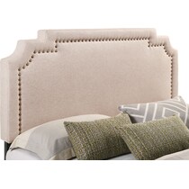 drew light brown queen upholstered bed   