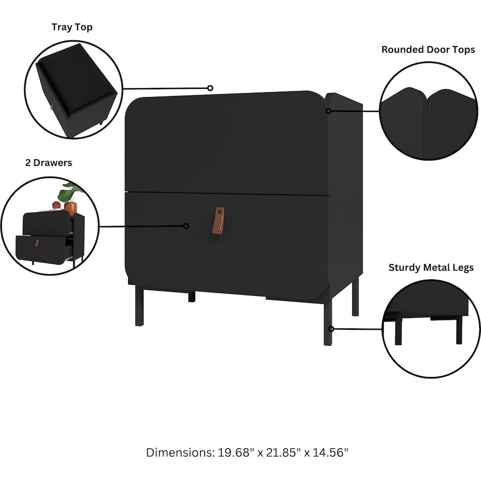 duane black nightstand   