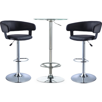 Dustin Table and 2 Tonina Bar Stools Set - Black