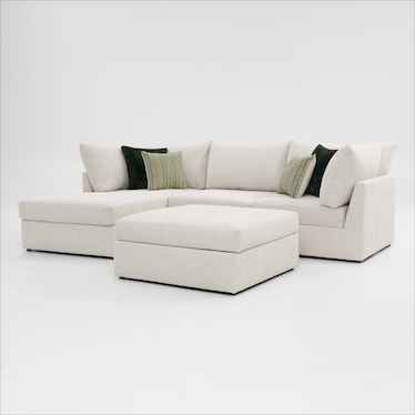 Dylan 2-Piece Sectional with Chaise and Ottoman - Ivory