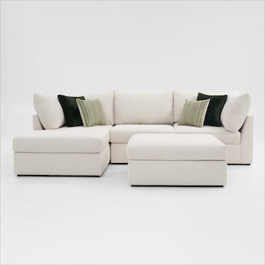Dylan 2-Piece Sectional with Chaise and Ottoman - Ivory