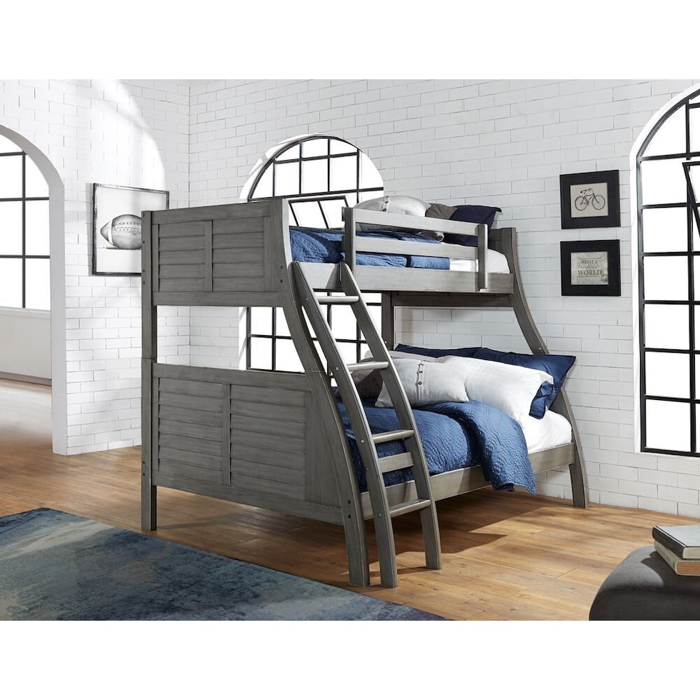 easton gray twin over full bunk bed   