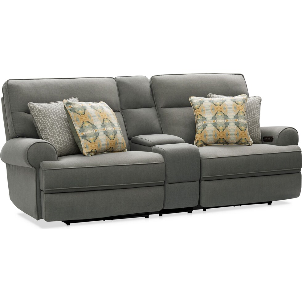 edgehill gray  pc power reclining sofa   