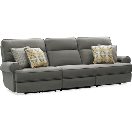 Edgehill 3-Piece Dual-Power Reclining Sofa with 2 Reclining Seats - Gray