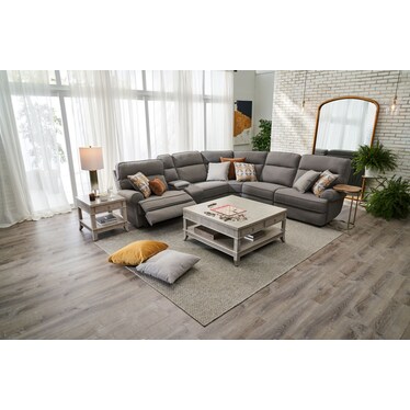 Edgehill 6-Piece Dual-Power Reclining Sectional with 2 Reclining Seats  - Gray
