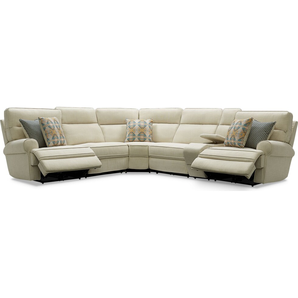 edgehill light brown  pc power reclining sectional   