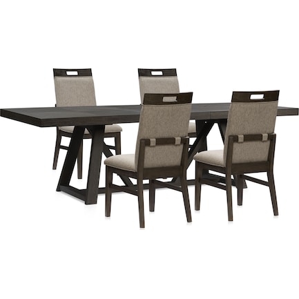 Edison Extendable Dining Table and 4 Upholstered Chairs