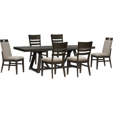 Edison Extendable Dining Table, 2 Upholstered Chairs and 4 Dining Chairs