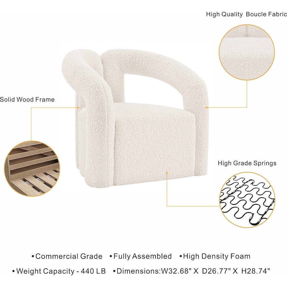 edmonda cream accent chair   