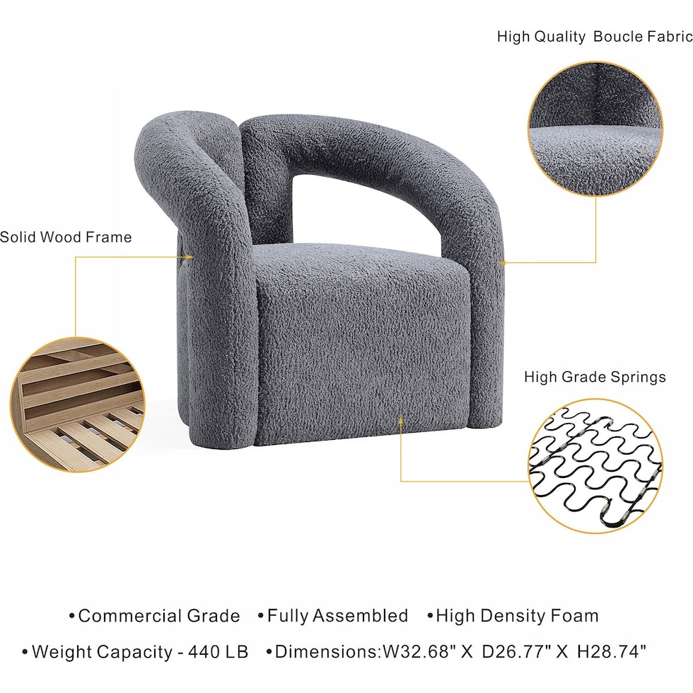 edmonda gray accent chair   