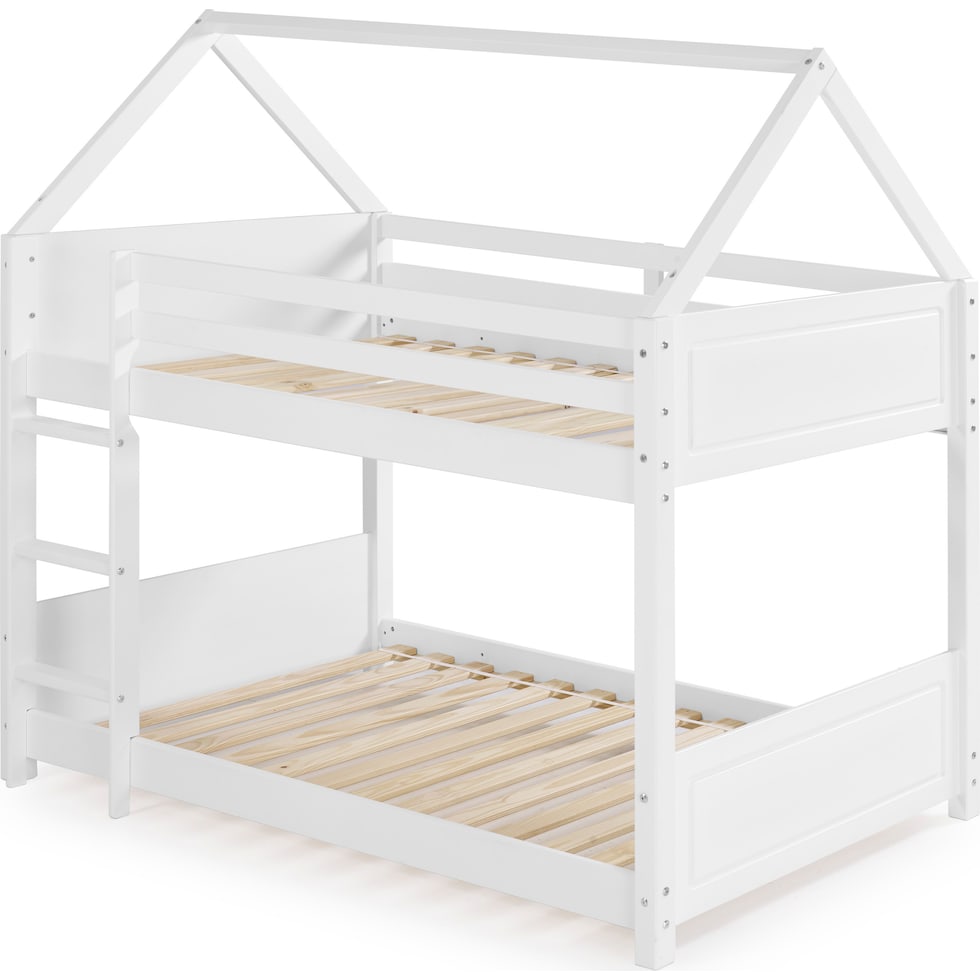 effie white twin over twin bunk bed   