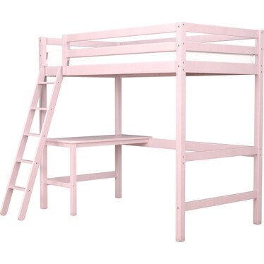 Elara Twin Loft Bed with Desk - Pink