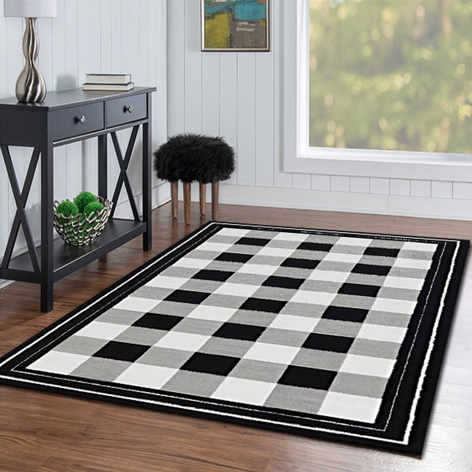 Elbert Buffalo Check 4 X 7 Area Rug Black/White Value City Furniture