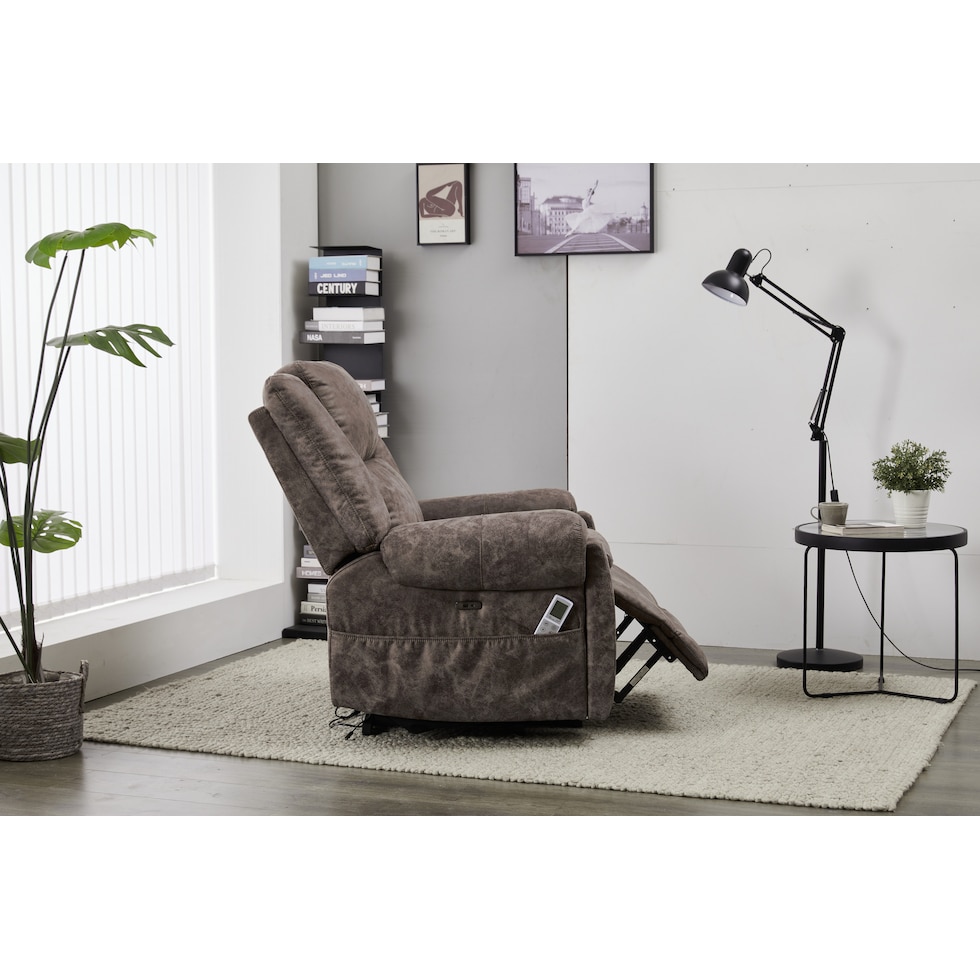 elden dark brown recliner   