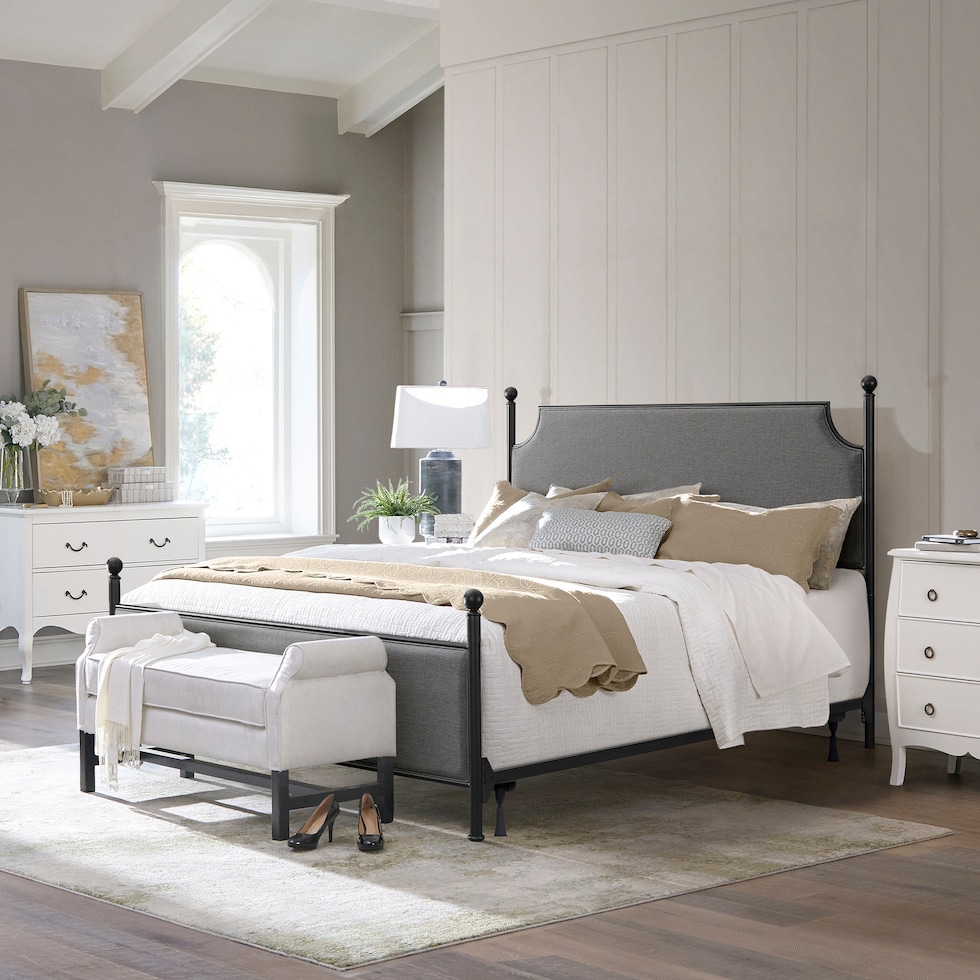 elena gray black king bed   