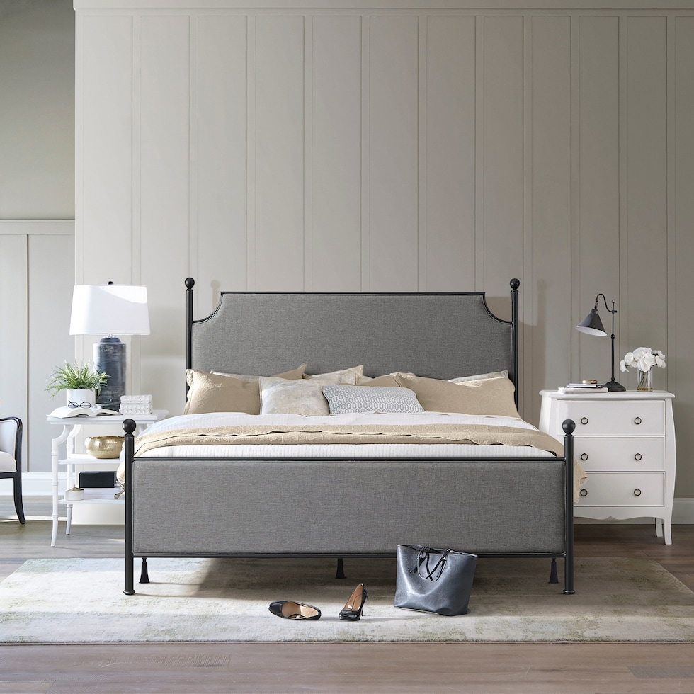 elena gray black king bed   