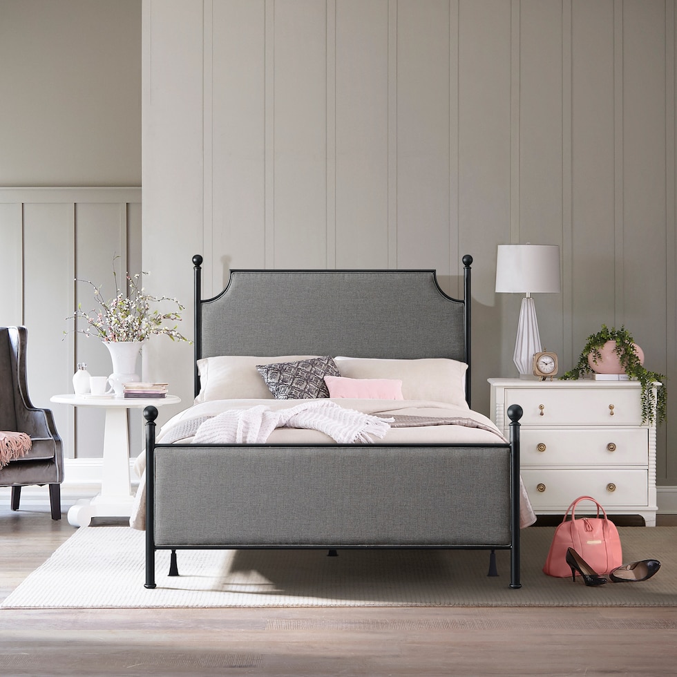 elena gray black king bed   