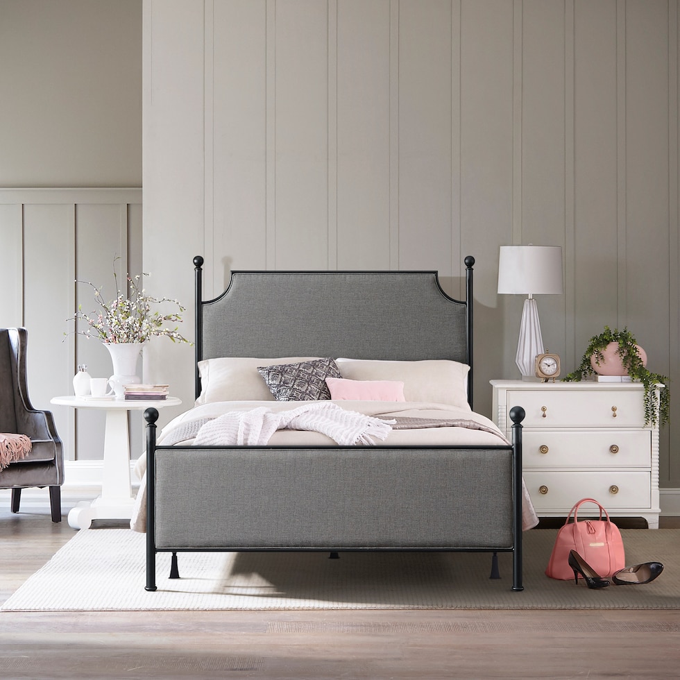 elena gray black queen bed   