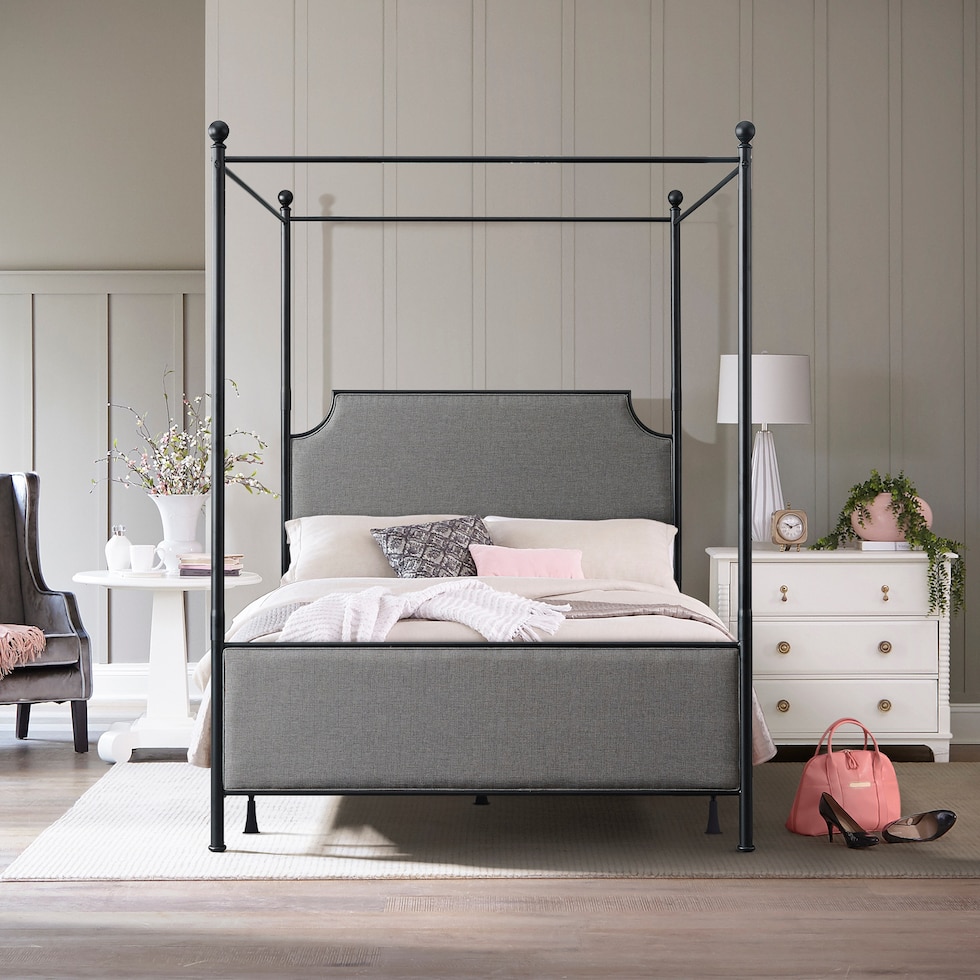 elena gray black queen bed   