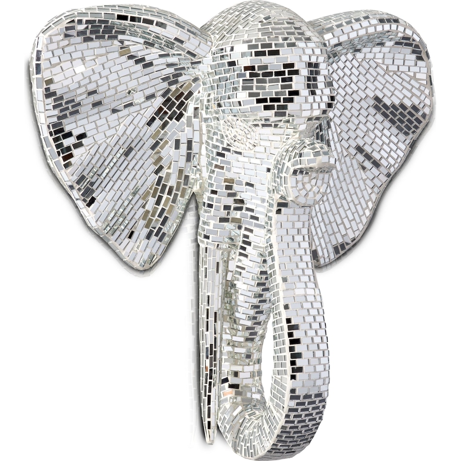 elephant head silver wall art   