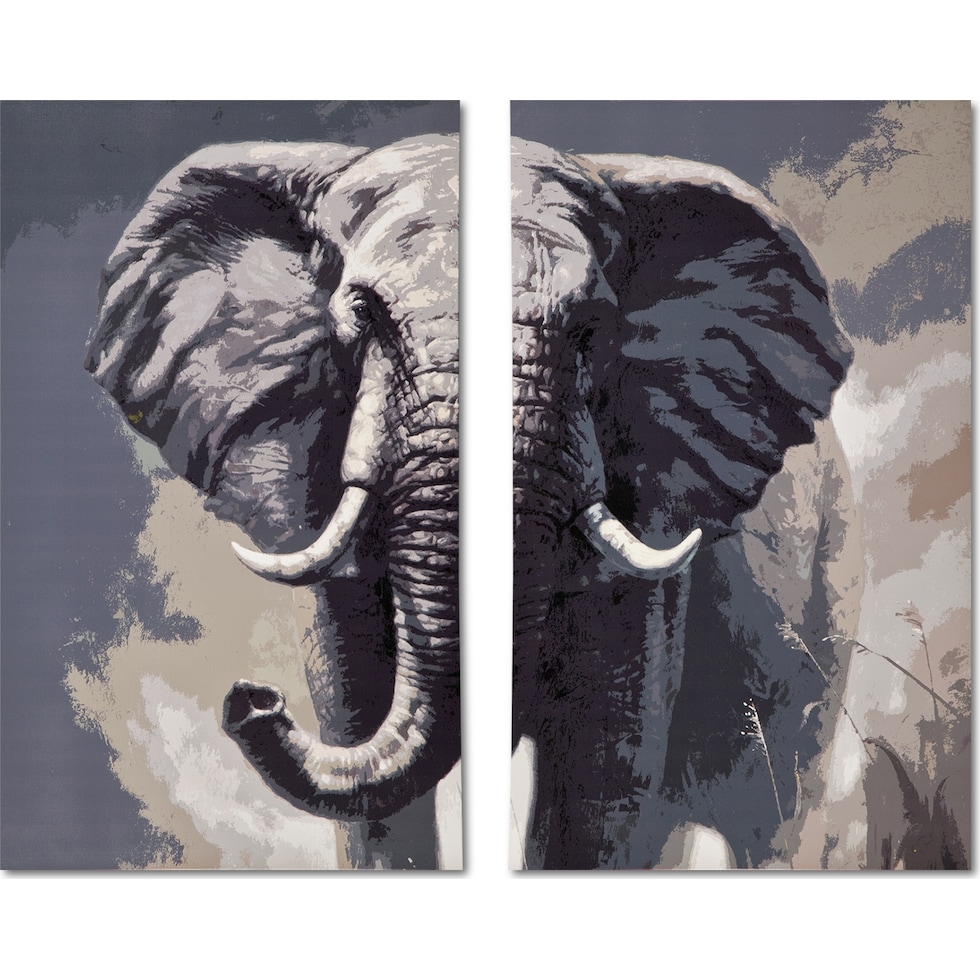 elephant gray and white wall art   