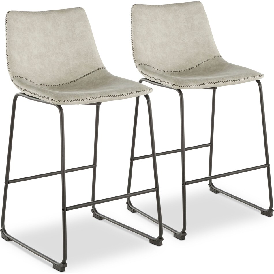 Eli Set of 2 CounterHeight Stools Light Gray Value City Furniture