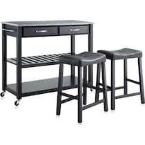 elias black kitchen cart set   