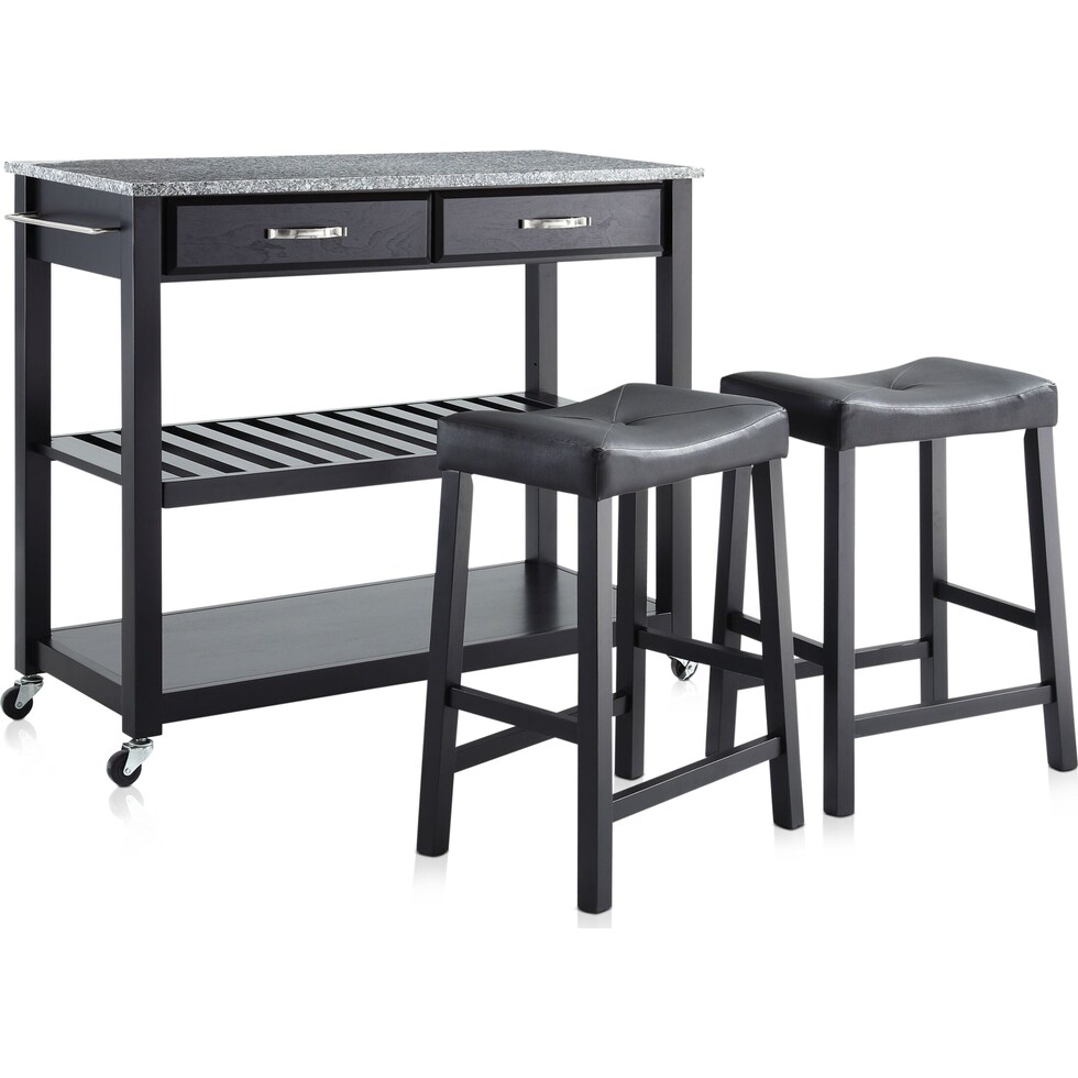 elias black kitchen cart set   