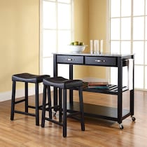 elias black kitchen cart set   