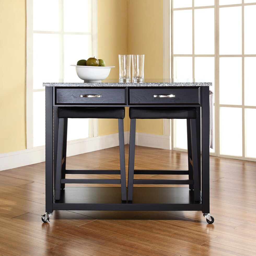 elias black kitchen cart set   