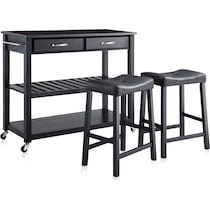 elias black kitchen cart set   
