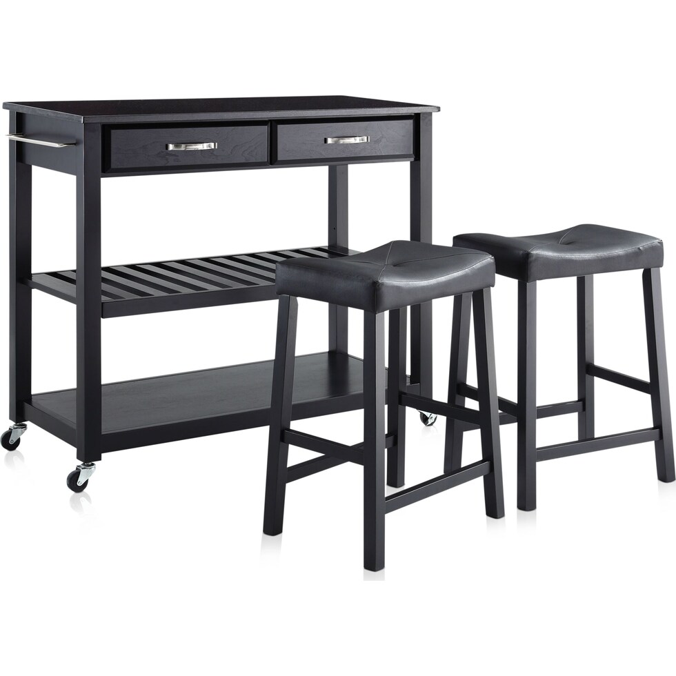 elias black kitchen cart set   