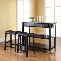 elias black kitchen cart set   