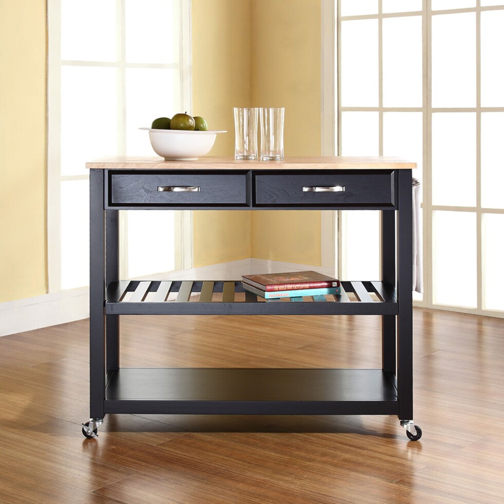 elias black kitchen cart   