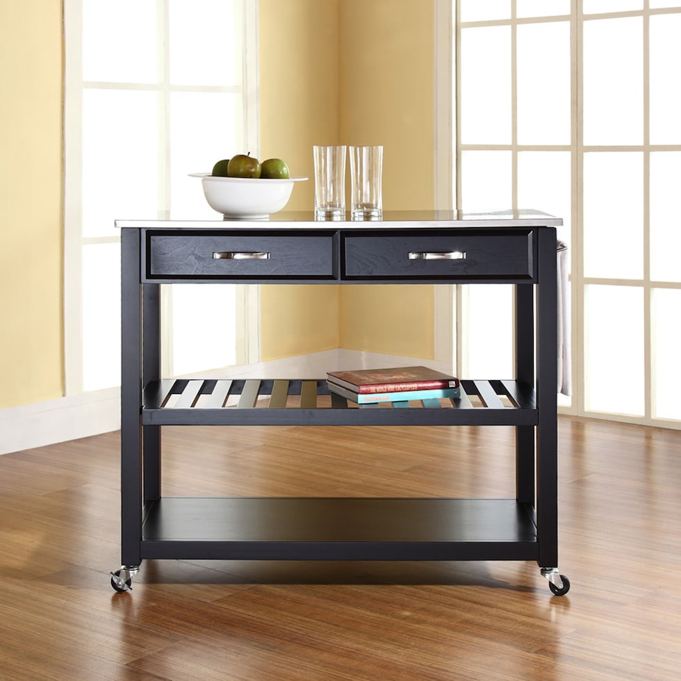 elias black kitchen cart   