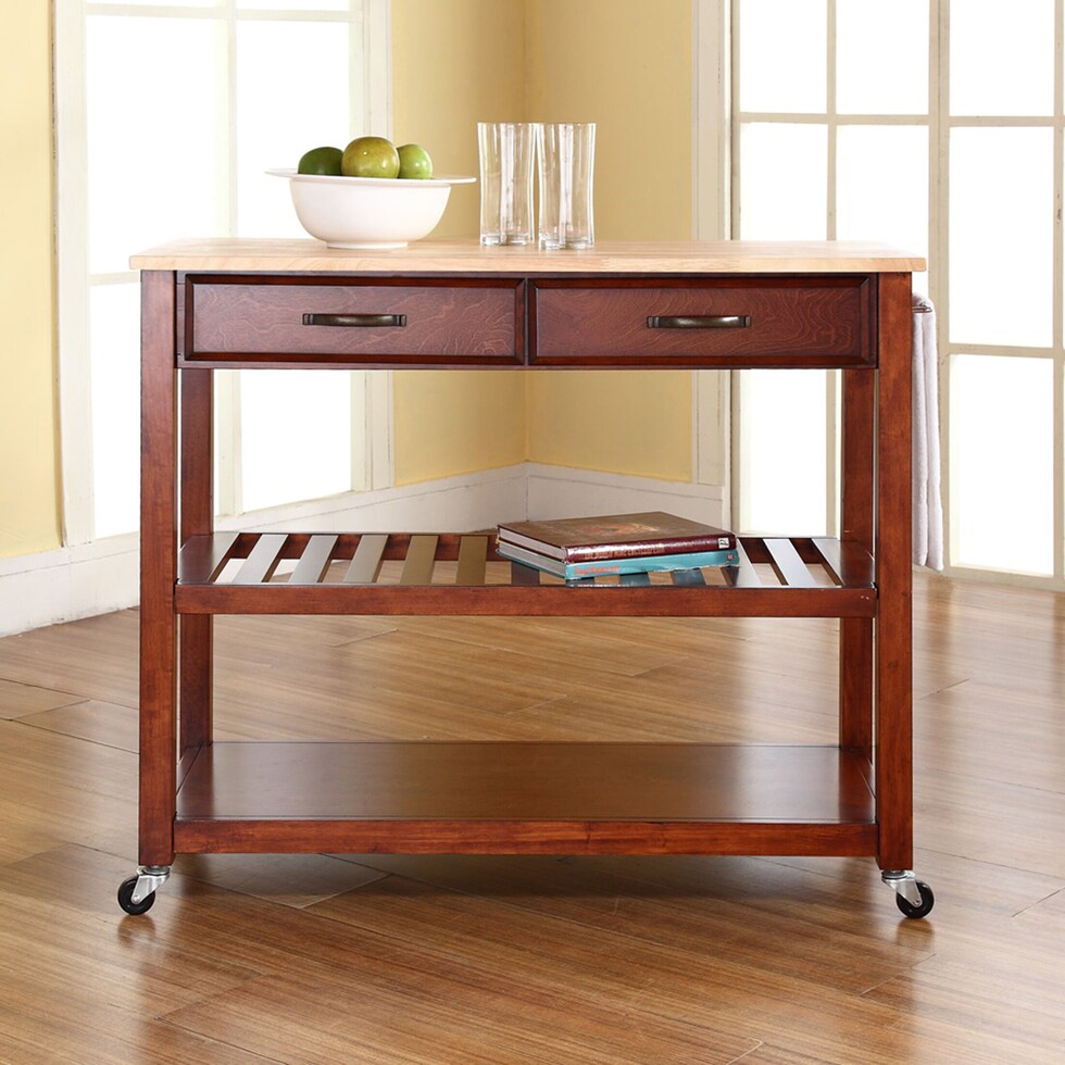 elias dark brown kitchen cart   