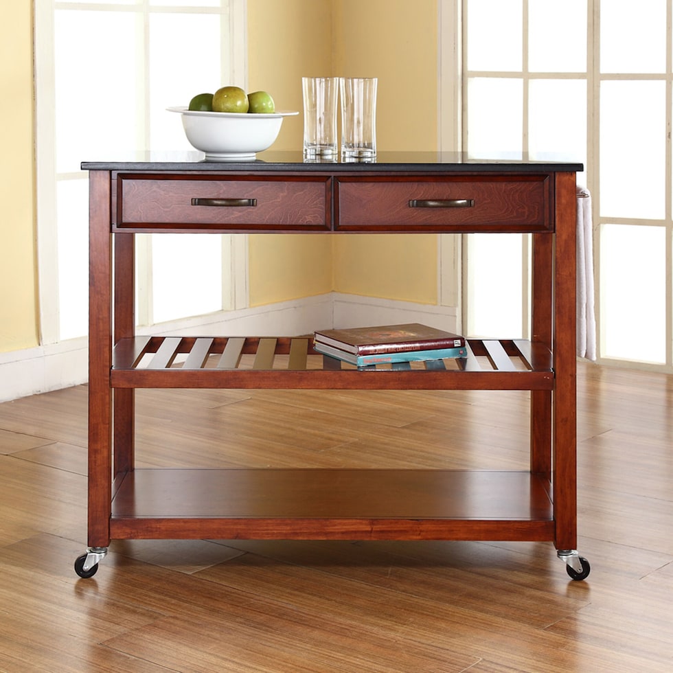 elias dark brown kitchen cart   