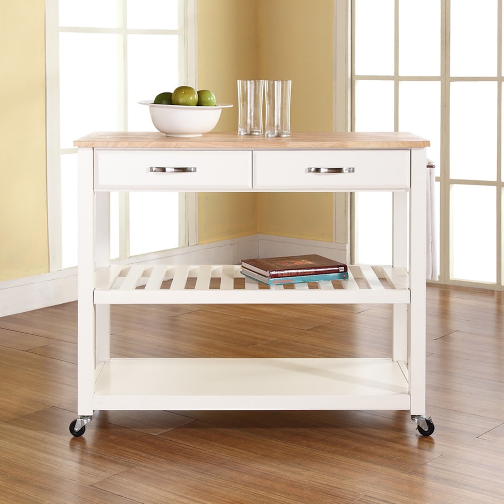 elias white kitchen cart   