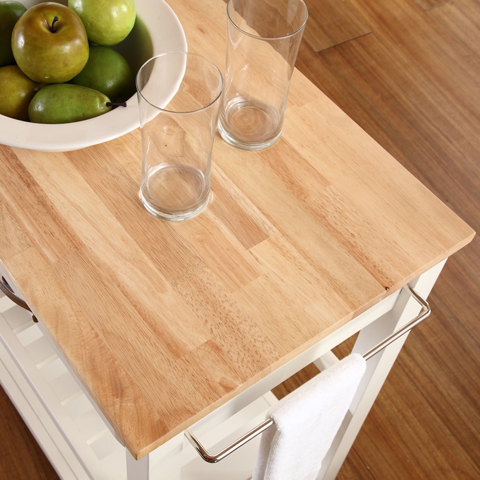 elias white kitchen cart   