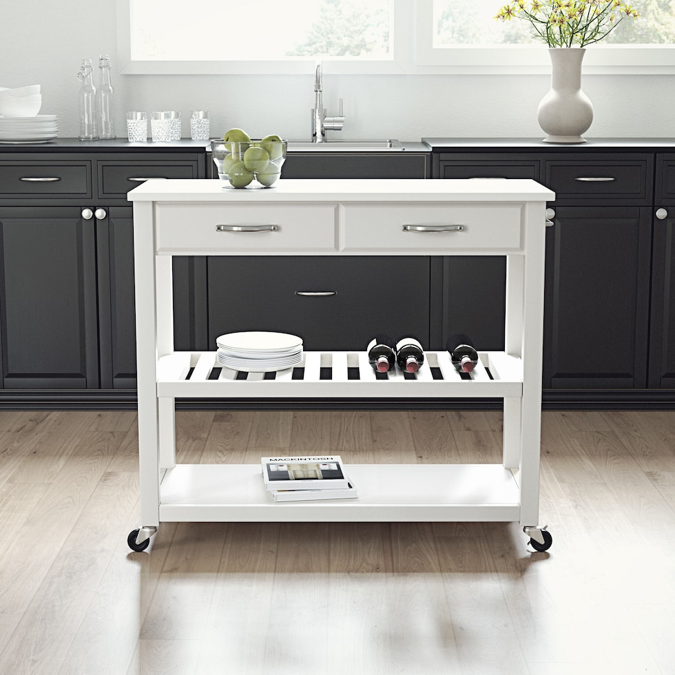 elias white kitchen cart   