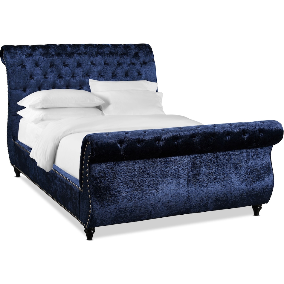 ella blue queen bed   