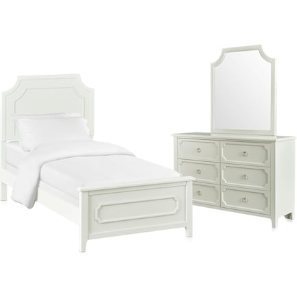 Elle 5-Piece Twin Bedroom Set with Dresser and Mirror - Gray