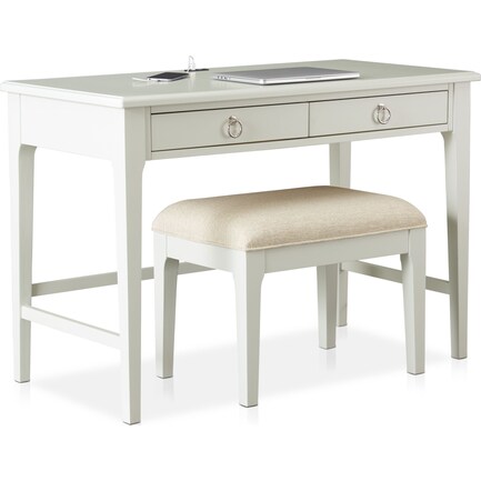 Elle Desk and Bench - Gray
