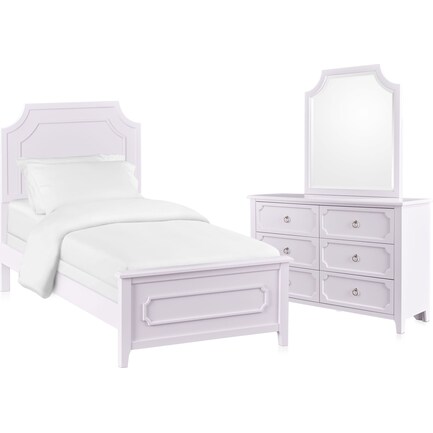 Elle 5-Piece Twin Bedroom Set with Dresser and Mirror - Lavender