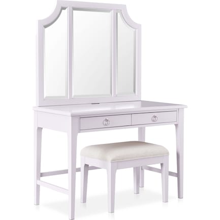Elle Vanity Desk and Bench - Lavender