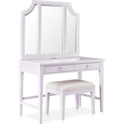 Undefined Value City Furniture Undefined Value City Furniture, Vanity Desk With Mirror And Seat