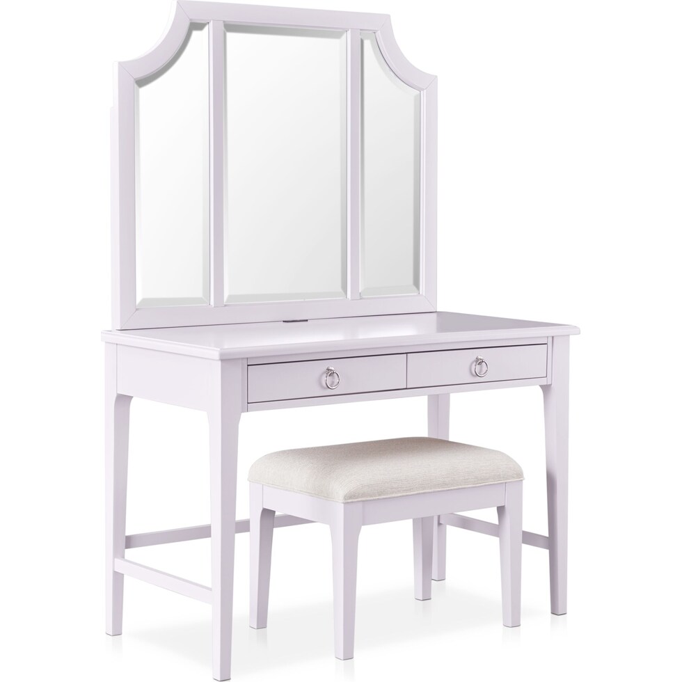 elle purple vanity desk   