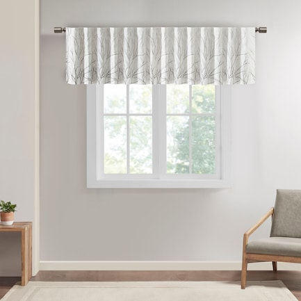 Elmira 18" Embroidered Window Valance - White