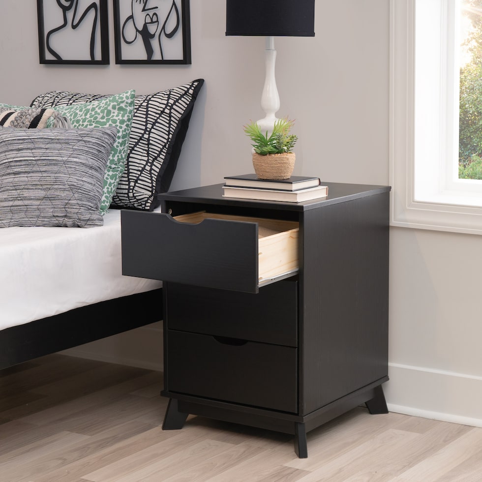 elna black nightstand   